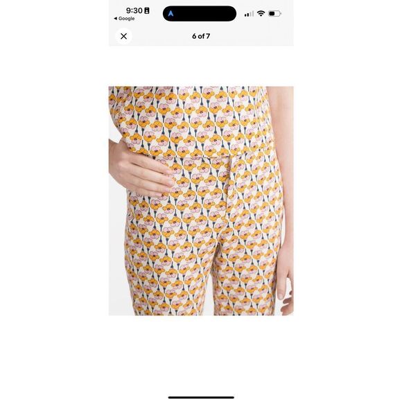 Zara Trafaluc yellow and pink floral wide-leg ankle pants size M - Picture 8 of 8